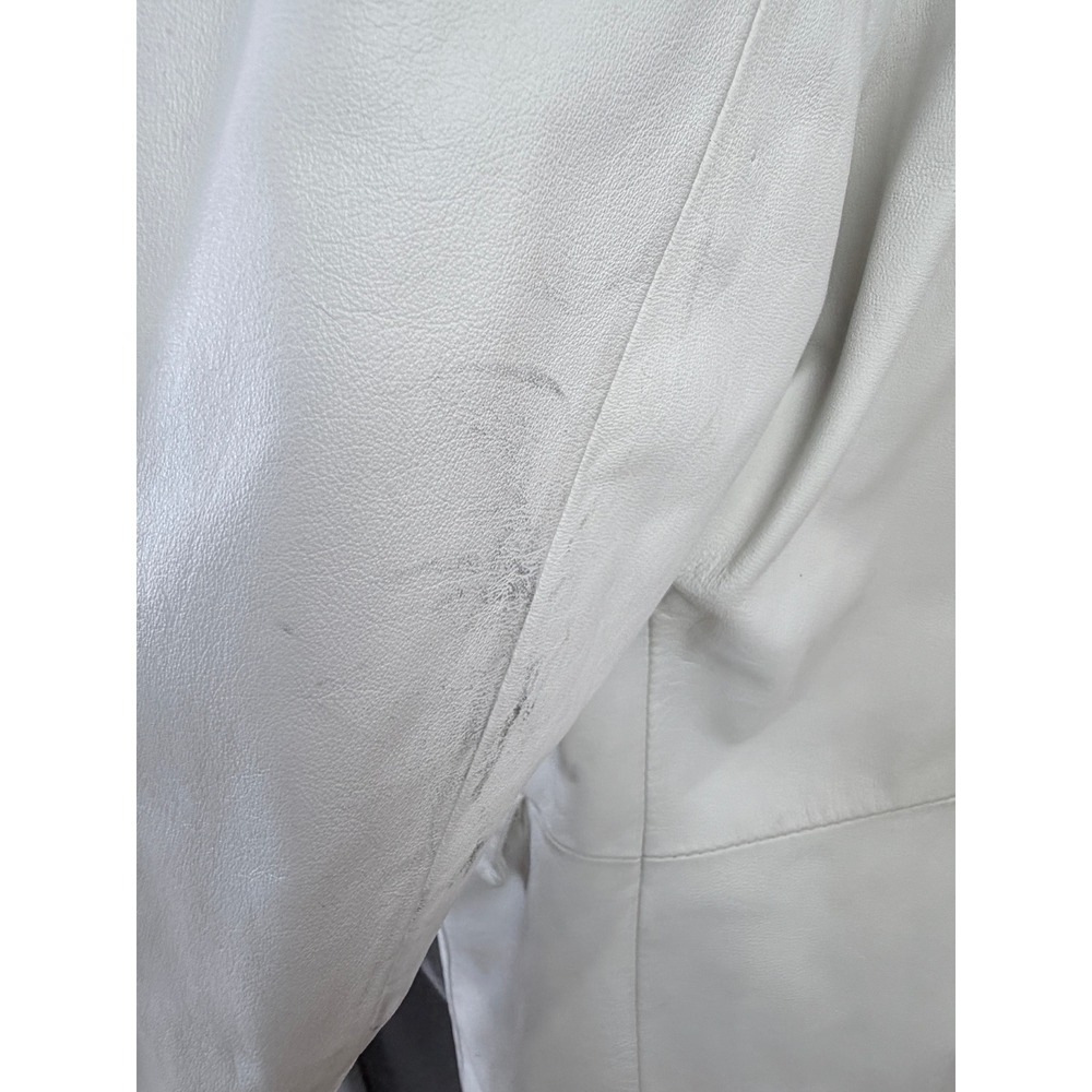 Terry Lewis Classic Luxuries White Genuine Leather Long Coat Size 1X - Picture 8 of 13